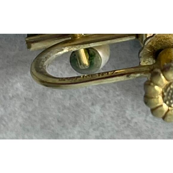 Vintage Krementz Earrings Gold Overlay Pearls Grape Leaf Screw Back Coquette - Picture 5 of 5